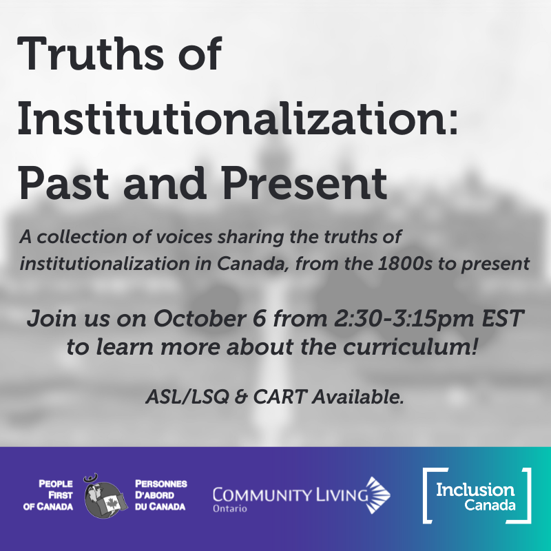 The Truths of Institutionalization: Past and Present Webinar on October 6 2021 2:30 PM EST